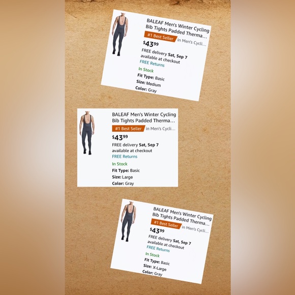 NWT Baleaf Men’s Fleece Lined Cycling Bib Pants - Picture 3 of 16